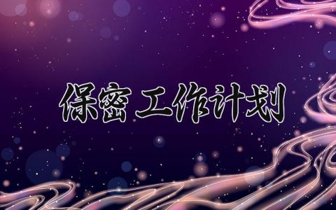 2025保密工作计划 保密工作下半年工作计划 (12篇）