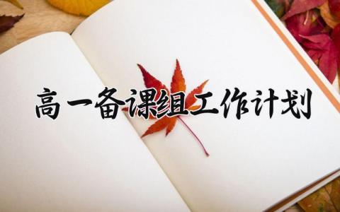 高一备课组工作计划 高一备课组工作总结与计划范文 (14篇）