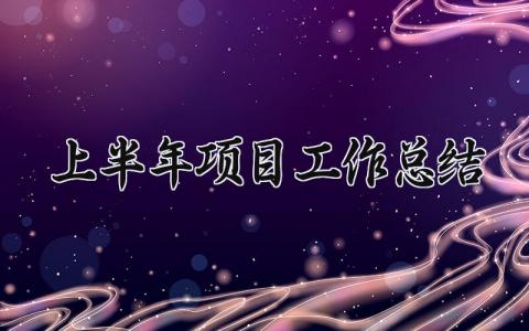 上半年项目工作总结怎么写 上半年的项目工作总结汇报
