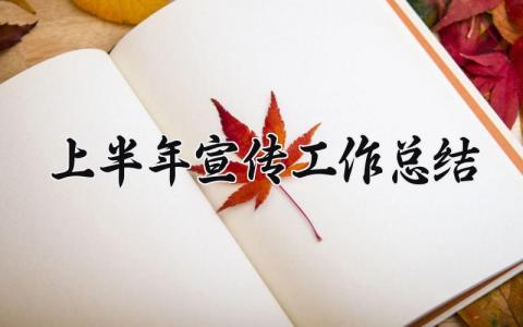 上半年宣传工作总结 上半年宣传的工作总结范文 (14篇）