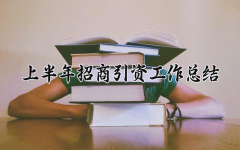 上半年招商引资工作总结怎么写 2025年上半年招商引资工作总结