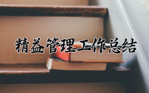 精益管理工作总结 精益管理的年度总结 (4篇）