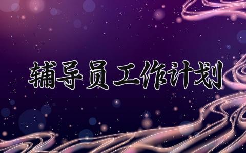 辅导员工作计划 辅导员的工作计划 (12篇）