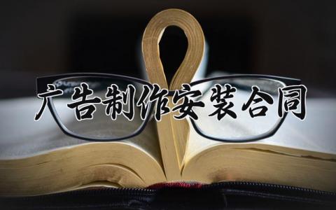 广告制作安装合同 广告制作的安装合同模板怎么写 (14篇）