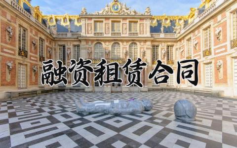 融资租赁合同 融资租赁的合同 (6篇）