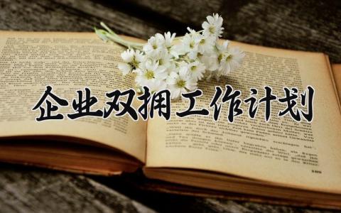 企业双拥工作计划 企业双拥的工作计划范文大全 (4篇）