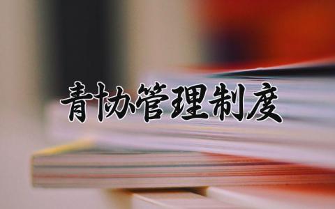 青协管理制度 青协制度建设 (3篇）
