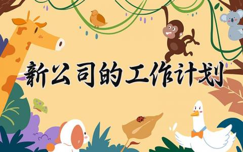 新公司的工作计划 新公司工作计划及总结范文 (16篇）