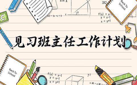 见习班主任工作计划 见习班主任的工作计划 (13篇）
