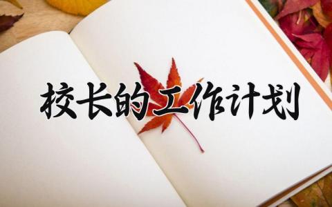 校长的工作计划 校长工作计划发言稿 (7篇）