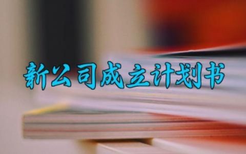 新公司成立计划书 新公司的成立计划书范本（6篇）