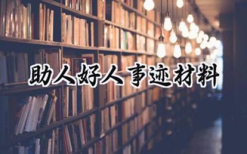 助人好人事迹材料怎么写范文 (11篇）