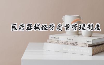 医疗器械经营质量管理制度 医疗器械经营管理制度