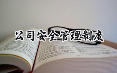 公司安全管理制度 安全生产管理制内容