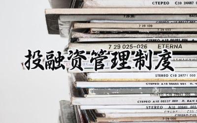 投融资管理制度 投融资部门管理制度