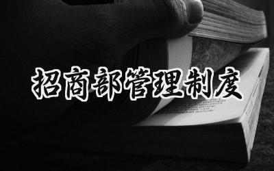 招商部管理制度范文 招商部岗位职责制度及工作流程