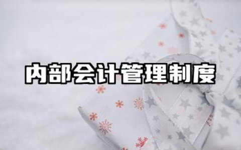 公司内部会计管理制度 内部财务会计管理制度