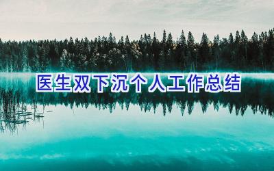 医生双下沉个人工作总结