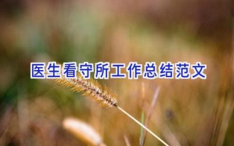医生看守所工作总结范文