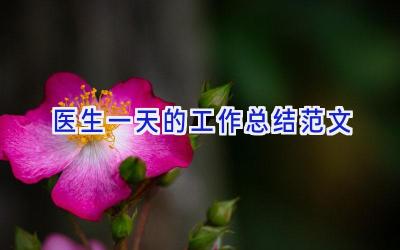 医生一天的工作总结范文