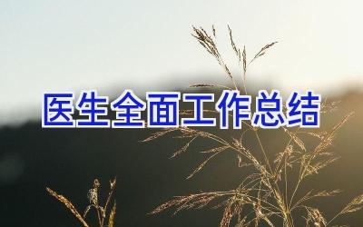 医生全面工作总结