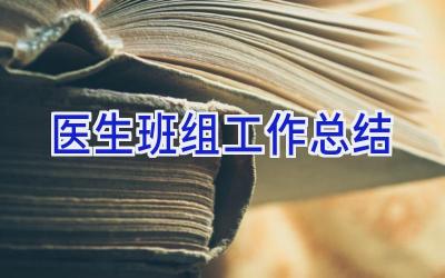 医生班组工作总结