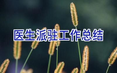 医生派驻工作总结