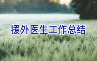 援外医生工作总结